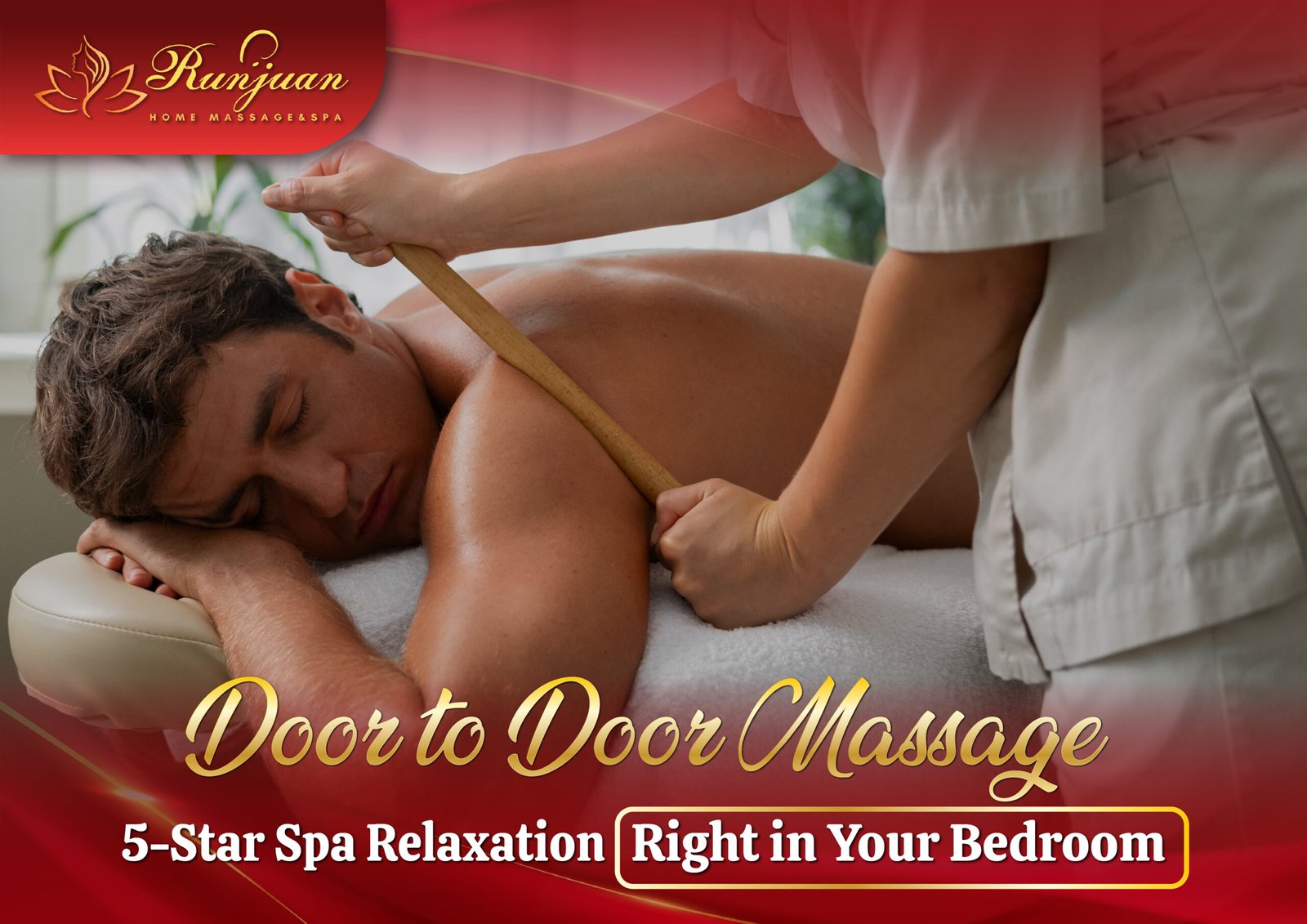 Door to Door Massage 5-Star Spa Relaxation, Right in Your Bedroom.